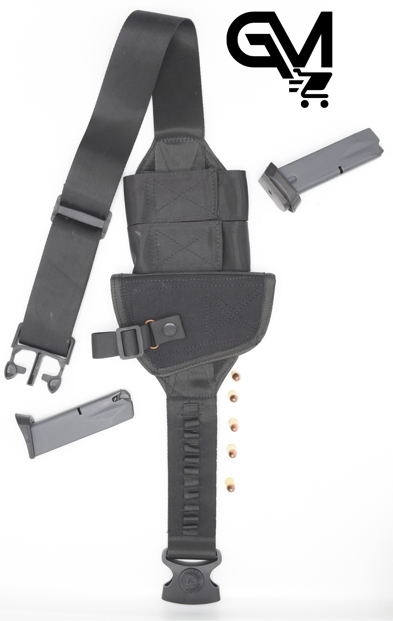 PARACHUTE BELT HOLSTER FOR 30 BORE AND 9MM PISTOLS WITH 2 SPARE MAG POUCH-BLACK