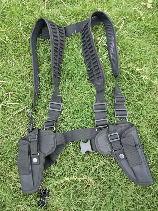 Double sided shoulder holster for double pistols